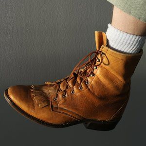 Vintage lace-up western boots